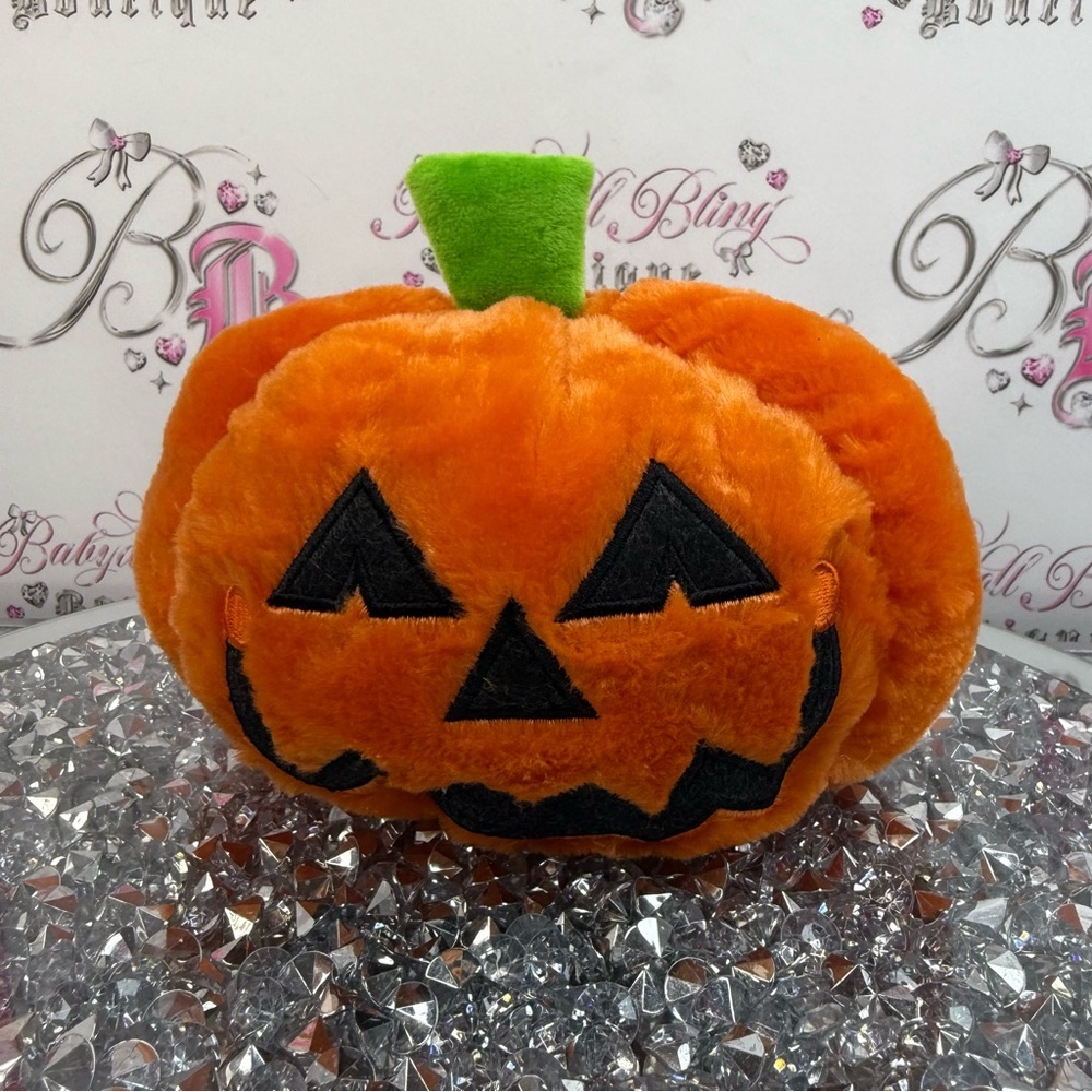 Plush Jack-O'-Lantern Pumpkin Pillow - Orange & Green